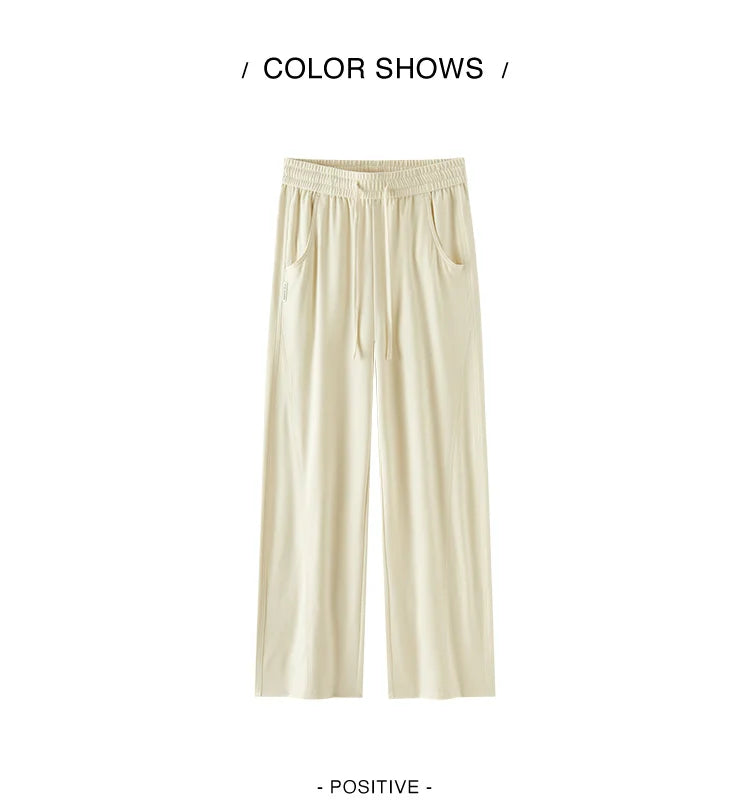 Women Pants Casual Slit Loose Curved Slim Fit Minimalist Lazy Versatile Curved Leg 2026 Summer Fashion Daily Top