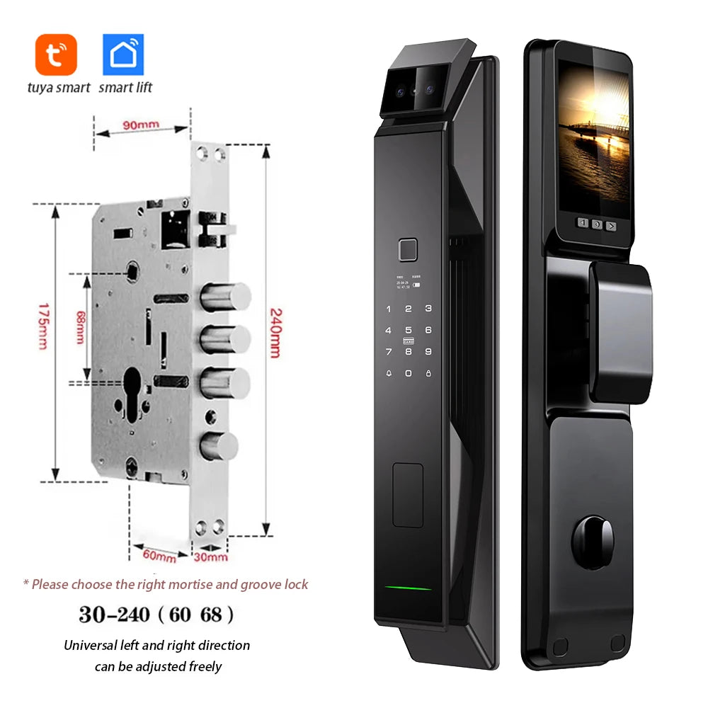 Tuya WiFi 3D Face Recognition Smart Lock with Fingerprint Password Card App Unlocking Face Capture Digital Electronic Lock