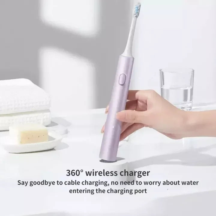 Mijia Sonic Electric Toothbrush T302 3colors 4 Brush Heads IPX8 Water Proof 360° Wireless Charging 4 Modes Cleaning Teeth