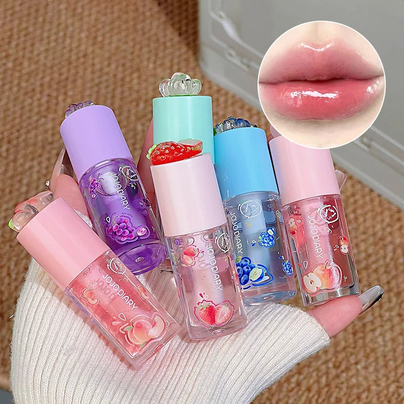 Jojo Diary Fruit-Flavored Lip Oil: Hydrating and Moisturizing, Prevents Chapped Lips and Reduces Wrinkles, Suitable for Winter Lip Care, Korean-Style Water Gloss Lip Gloss.