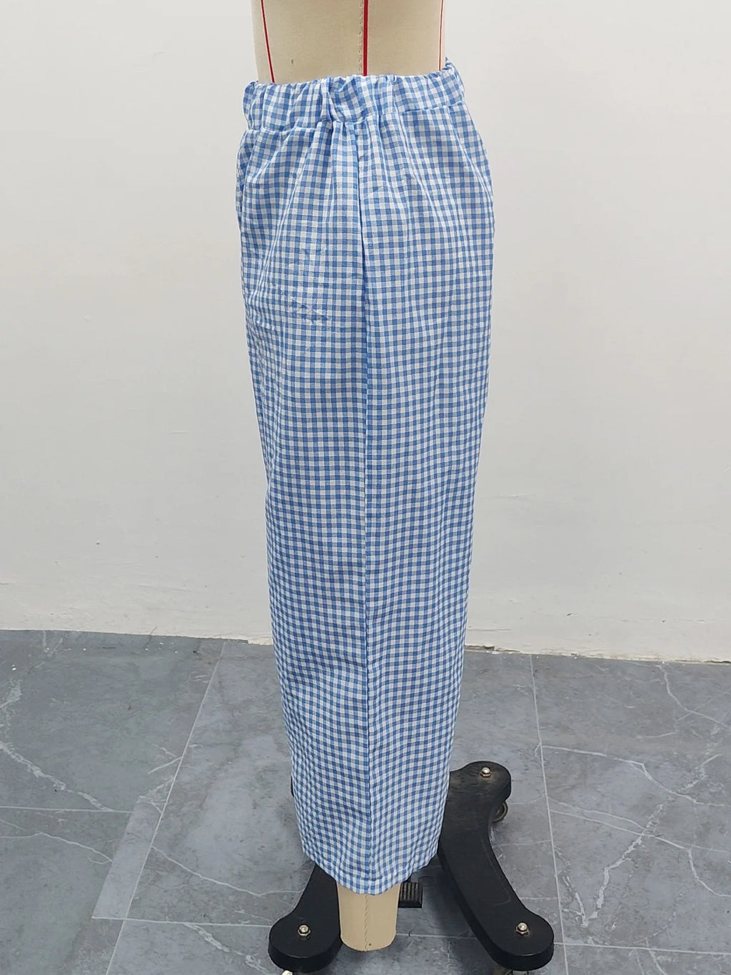 Women's Casual Plaid Wide Leg Pants Summer New Loose Slimming Lazy Long Trousers Comfortable Loose Fit High Waist Pants 2025