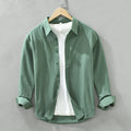 Men's Long-Sleeved Casual Shirt, Artistic Fresh Cotton Lapel Loose Shirt, Outdoor Camping Thin Coat, Cardigan Top