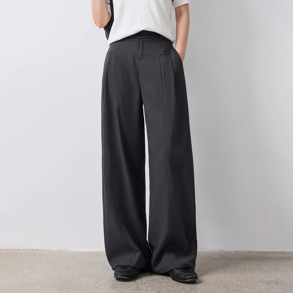 TOYOUTH Women Wide Leg Pants Summer 2026 Textured 3D Pleated Design Hip Covering Loose Breathable Comfortable Casual Daily Style