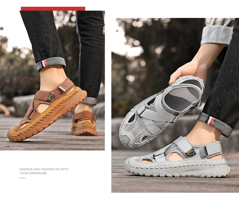 Summer Men Sandals Genuine Leather Mens Casual Shoes Outdoor Men Leather Sandals for Men Beach Shoes Roman mens Shoes