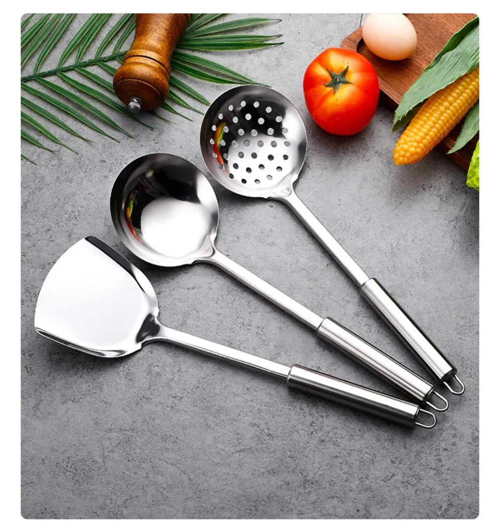 Durable Stainless Steel Wok Spatula Long Handle Kitchen Gadgets Kitchen Cooking Utensil Set Slotted Turner Cooking Tools
