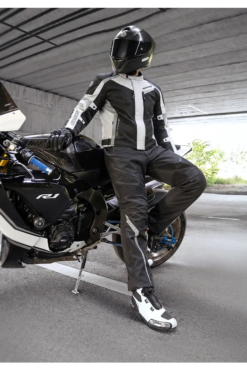 Scoyco Motorcycle Jacket Winter Waterproof Windproof CE1 Anti Fall Detachable Thermal Liner Reflective Motorbike Riding Jacket