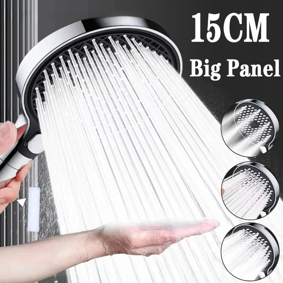 Portable Shower Head 3-Mode Shower Nozzle Bathroom Accessories Large Panel Sprayer High Pressure Handheld Showerhead