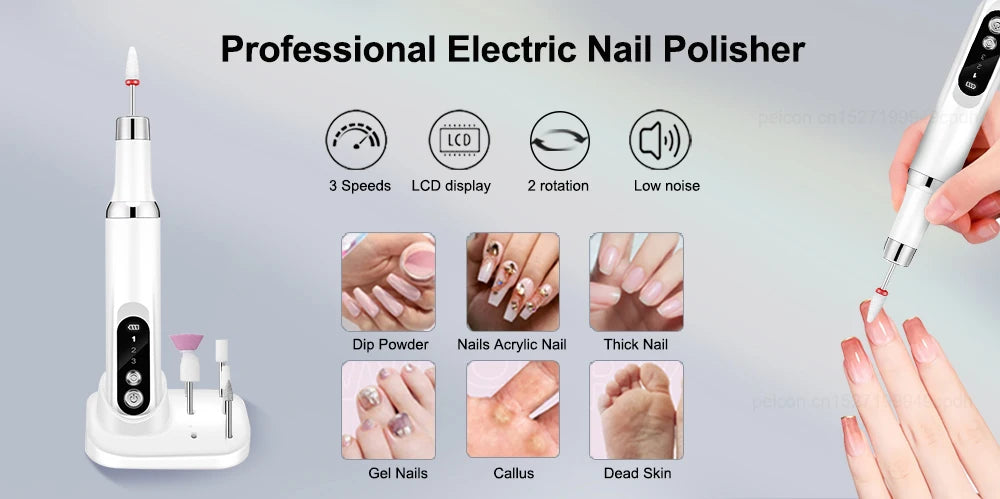 Professional Electric Nail Drill Machine 15000RPM Portable Manicure Pedicure Set for Acrylic Gel Nails New Nail File Tool