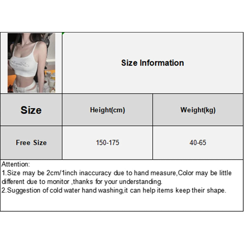 Summer Women Retro Letter Camisole Fashion Y2K Sleeveless Slim Tank Top