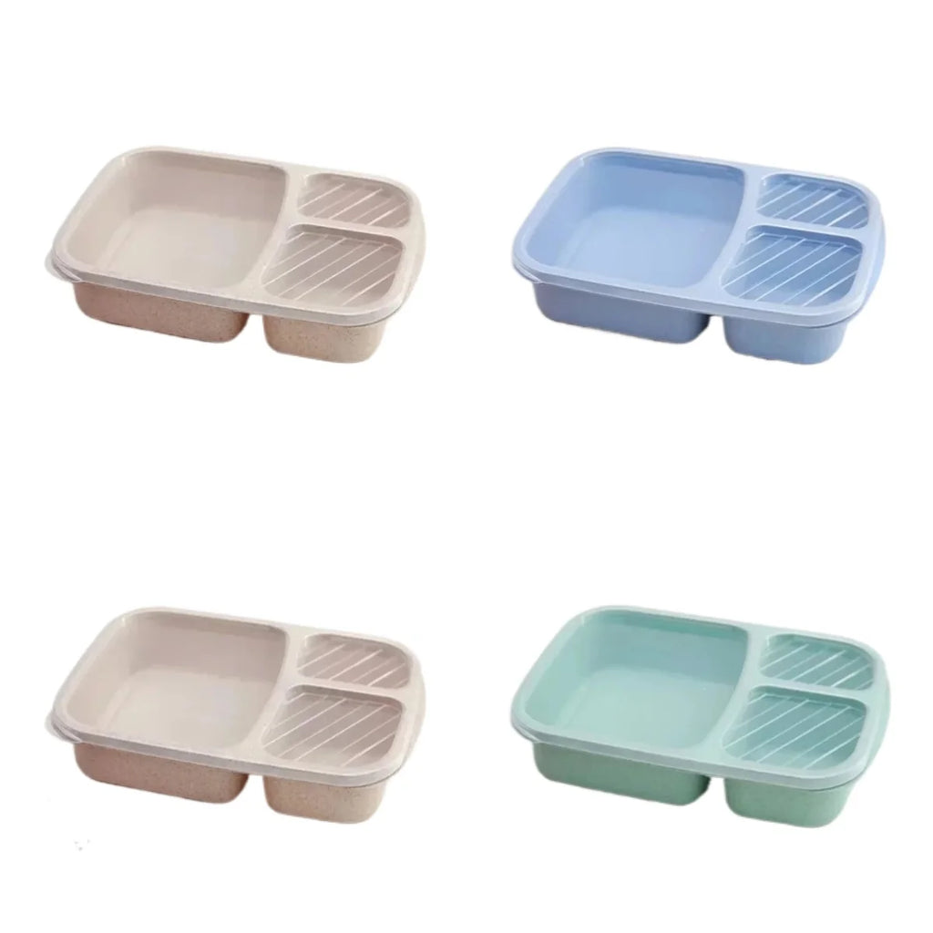 1/2pcs Bento Lunch Box Set 3 Compartment Food Storage Containers Wheat Straw Meal Prep Lunch Box Plastic Food Storage Containers