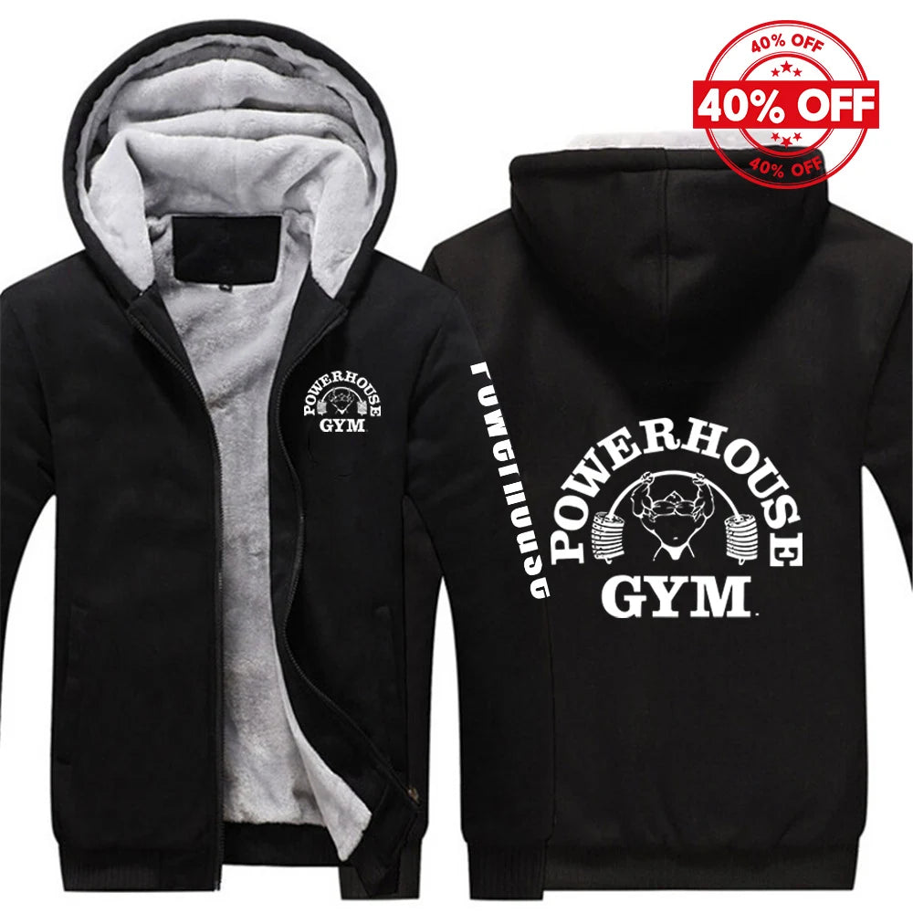 2025 Autumn And Winter Man's Fashion Brand Contrast Color Jacket Hoodies Powerhouse Gym Logo Logo Print Comfortable Warm Coat