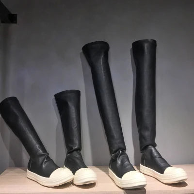 New Women Shoes Over Knee High Boots Luxury Trainers Winter Casual Brand Snow Spring Flats Shoes Black Big Size Mid-calf Boots