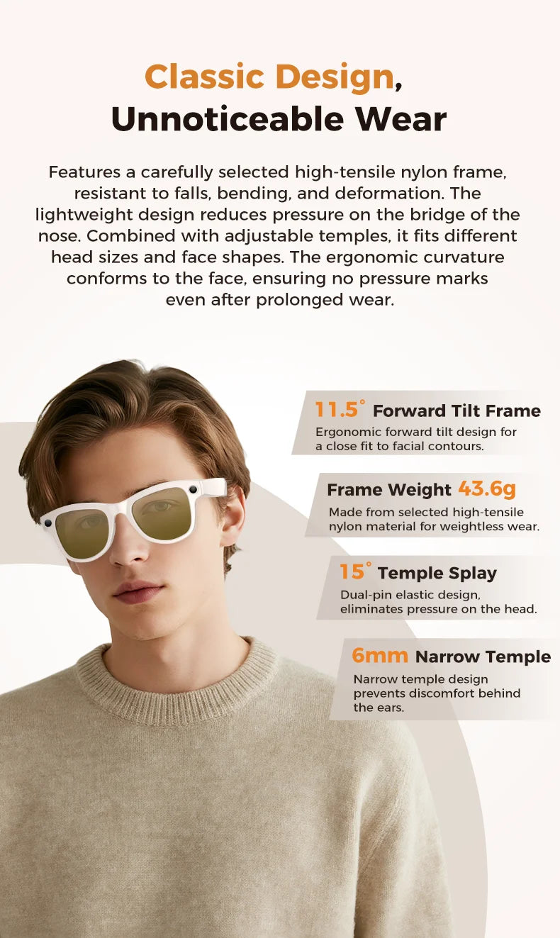 2026 AI Smart Glasses With 8MP Camera AI Voice Contorl Photo Recognition Shooting Video 150+Translation Photochromic Glasses Men