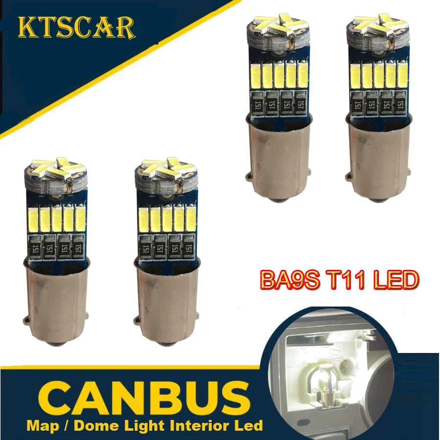 10pcs Ba9s T4W LED Car Light Bulbs White 4014 15-SMD T11 H6W LED Canbus Car Interior Dome Map Light Kit for Audi A4 B6 B7 Sedan