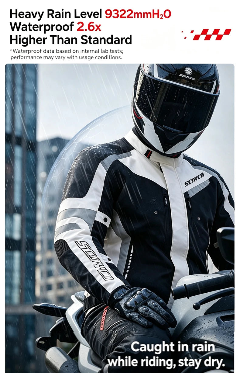Scoyco Motorcycle Jacket Winter Waterproof Windproof CE1 Anti Fall Detachable Thermal Liner Reflective Motorbike Riding Jacket