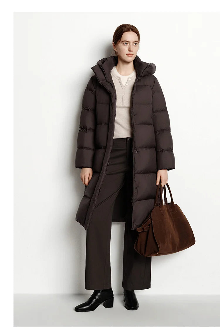 Semir Long Down Jacket Women Waterproof Hooded Coat 2025 Winter New Loose Girls' Jacket Multi-Color Thicken Windbrake Down Coat