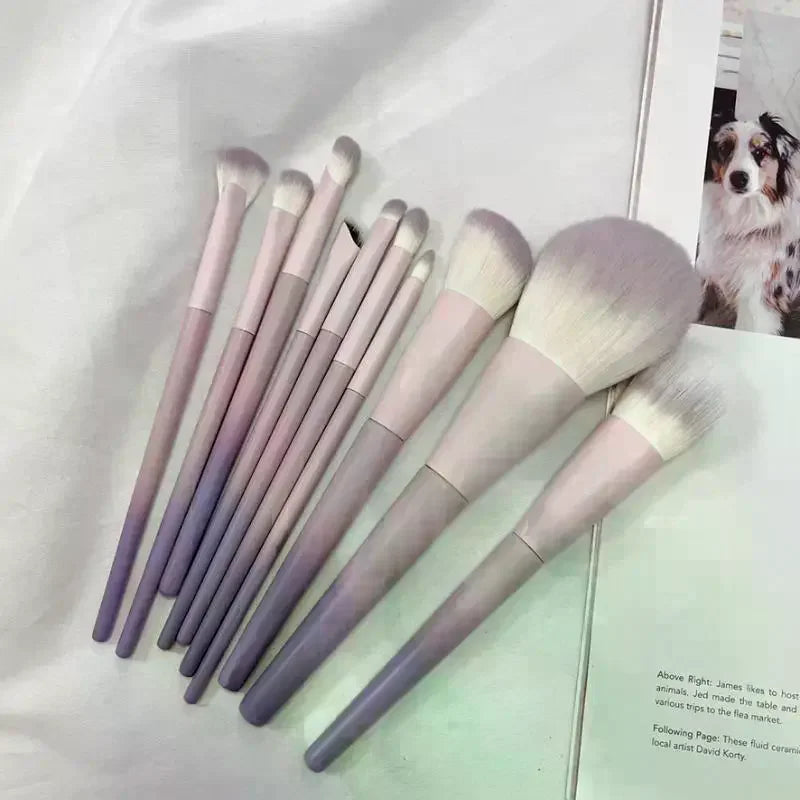10 Pcs Purple Makeup Brush Set, Loose Powder Brush, Eye Shadow Brush, Full Set Of Beauty Tools Concealer Brush