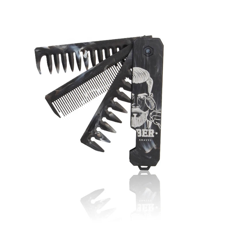 New 1/2/3 in 1 Pocket Folding Combs Plastic Wide Tooth Oil Head Comb Beard Combing Barber Clipper Comb Salon Hair Styling Tools