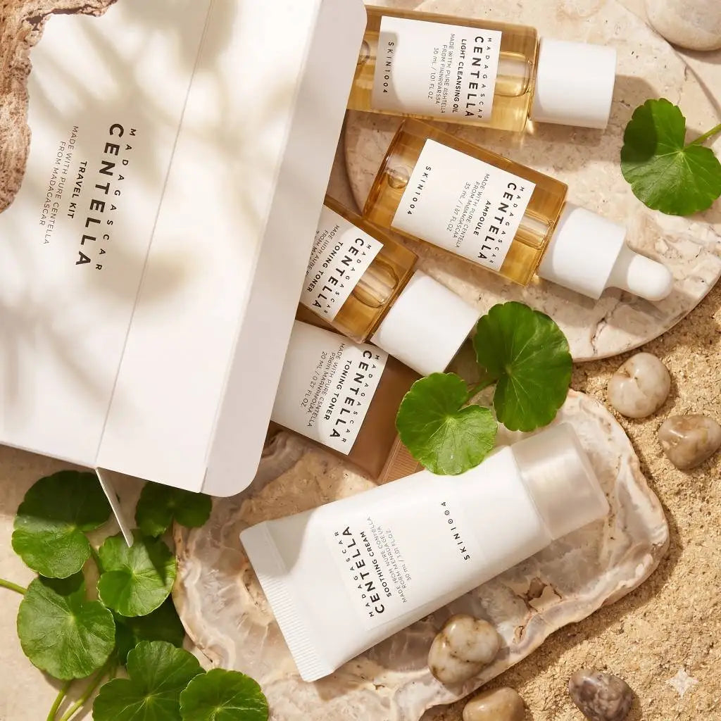 SKIN1004 Madagascar Centella Asiatica Skin Care Set 5pcs Facial Cleansing Oil Foam Ampoule Toner Cream Soothing Whitening Kit