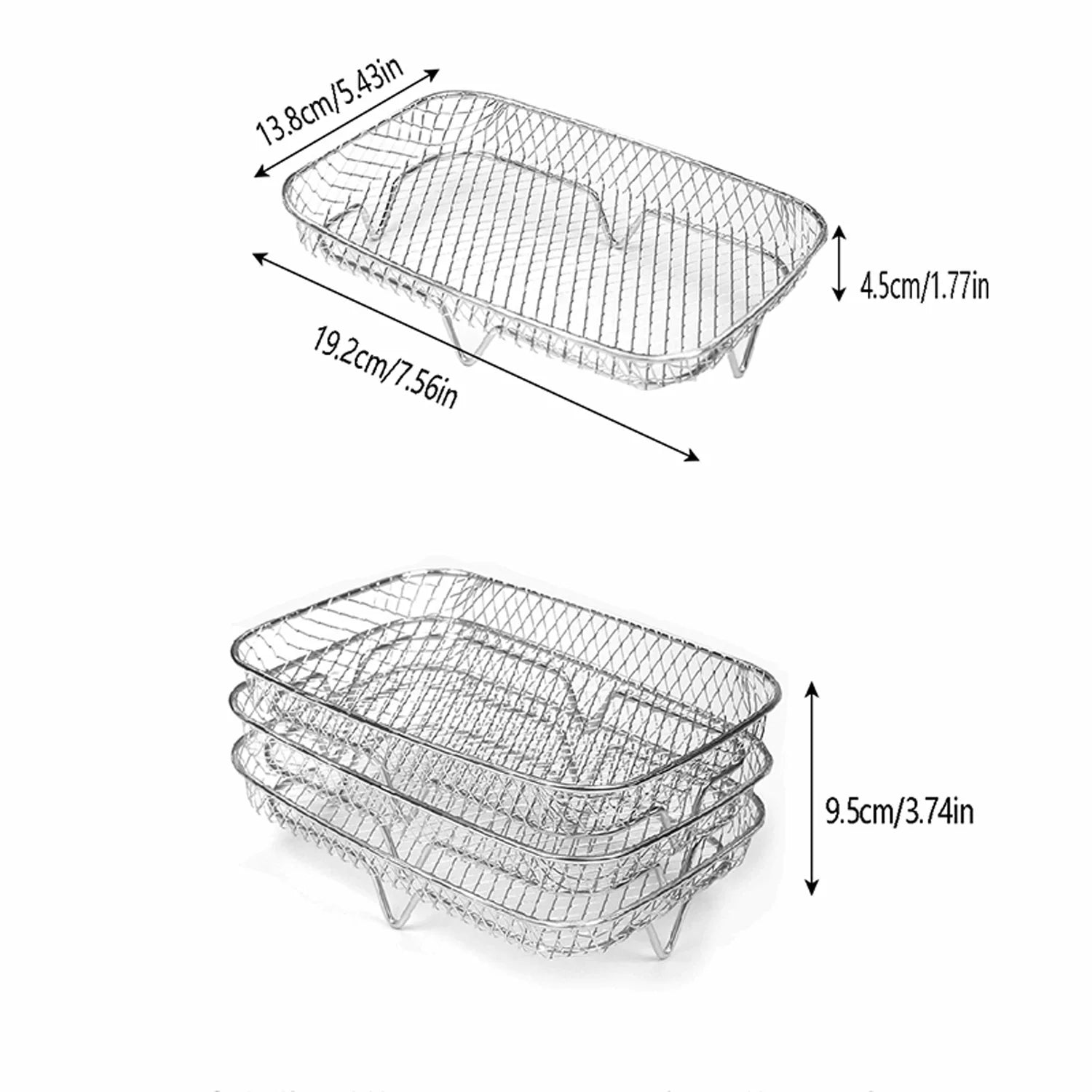 PLOVG Stackable Air Fryer Racks Set Stainless Steel Grilling Oven Steamer Cooker Home Kitchen Gadgets Round Square Rectangle