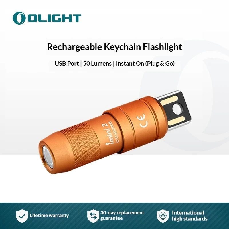 Olight Imini 2 Ultra Mini Usb Rechargeable Keychain 50 Lumens Lightweight Portable For Outdoor Edc Camping Daily