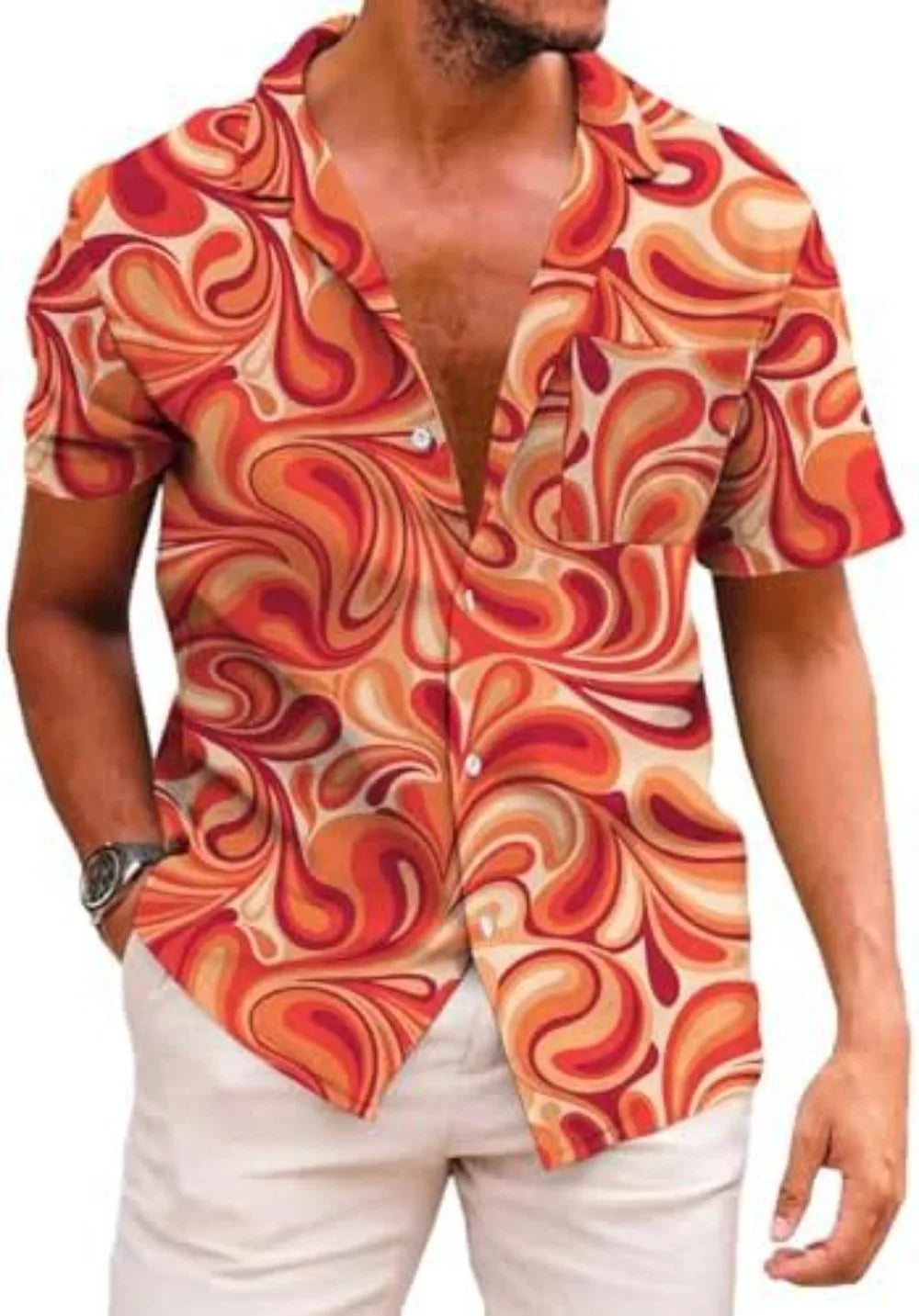Summer Trendy Hawaiian Men's Palm Beach Shirt Tropical Vacation Clothing