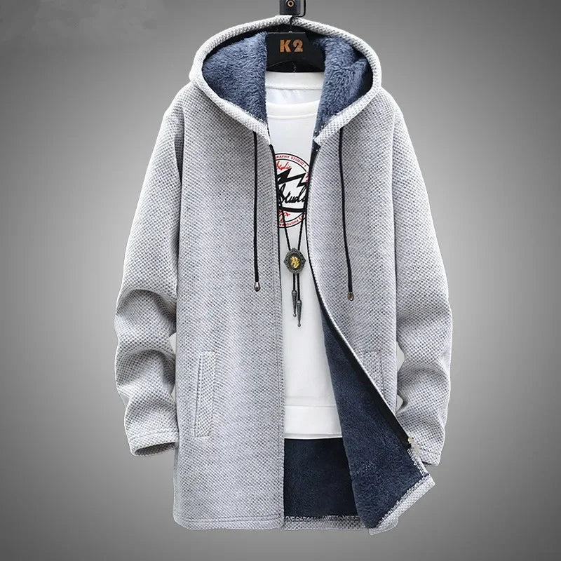 Winter Men Sweater Fleece Cardigan  Jacket Men\'s Slim Sweaters Winter Long Hooded Sweater Thick Warm Coat Mens Clothing 2026