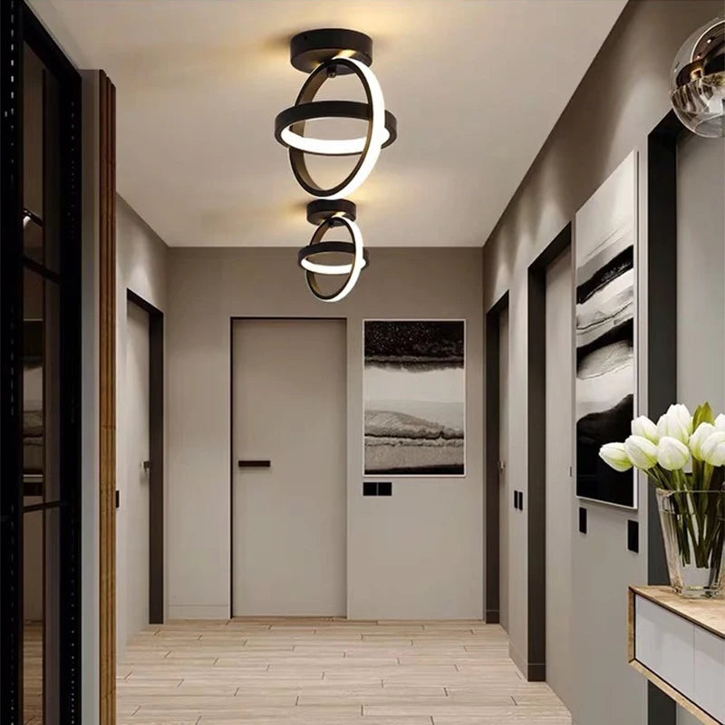 Modern LED Aisle Ceiling Light 2 Ring Creative Dimmable Living Room Ceiling Lamp Hallway Entrance Balcony Office Indoor Lighting