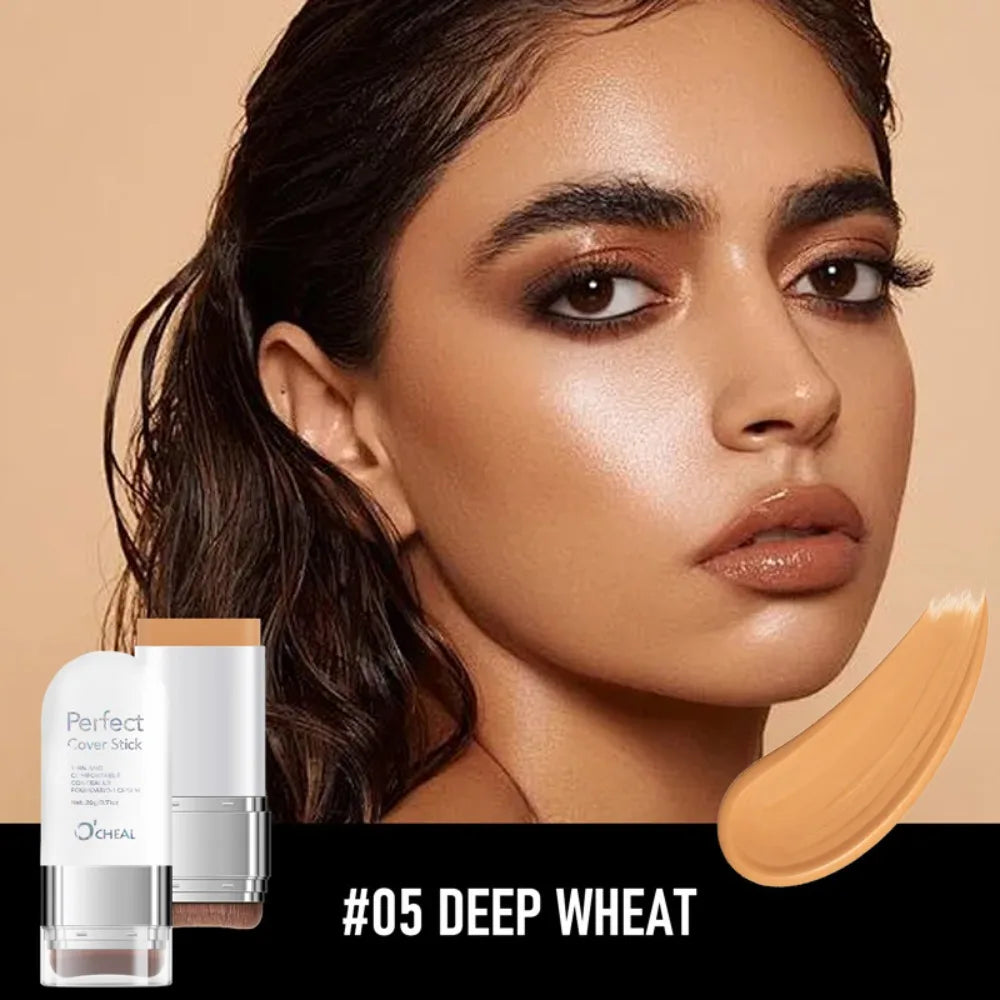 Thin and Comfortable Perfect Cover Stick Waterproof Instant Natural Concealer Foundation Stick Long-lasting with Brush
