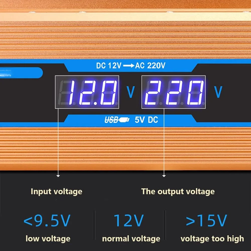 VELIF-Multifunctional Power Inverter 12V DC To 220V AC Inverter Vehicle-Mounted Voltage Inverter