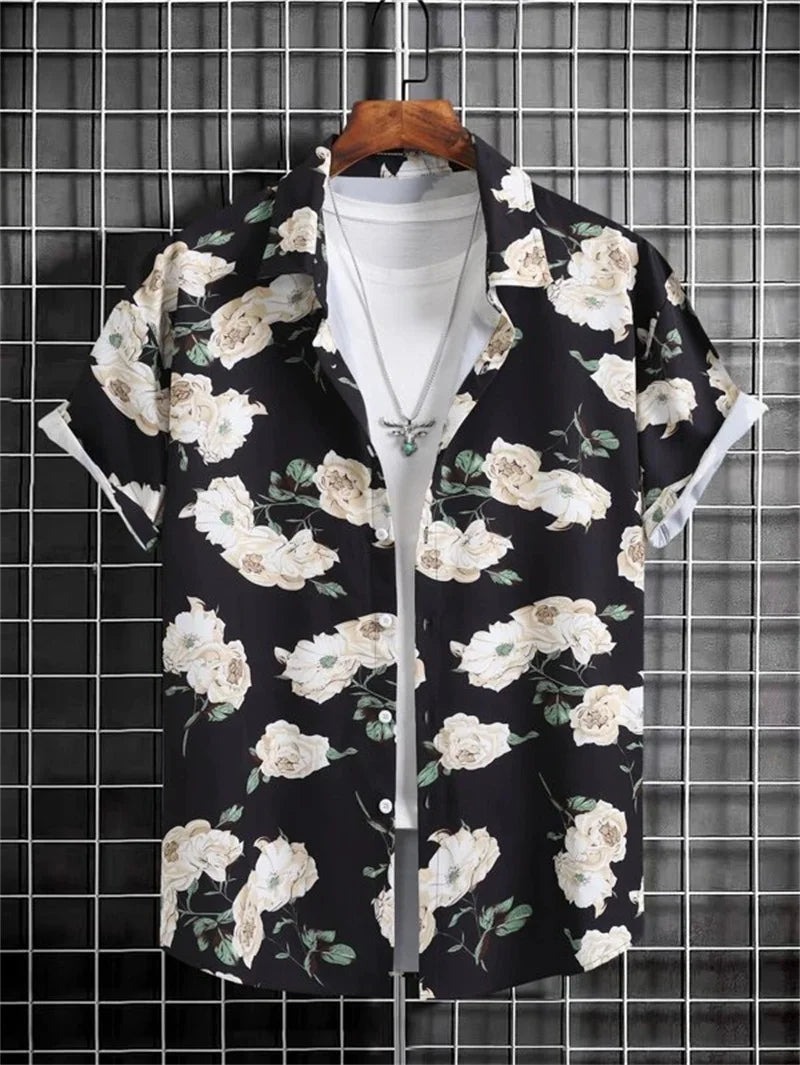 Summer Hawaiian Flower 3D Shirt Plant Printed Men's Clothing Street Loose 3XL Men's Top Trendy Beach Party Social Clothing Tops