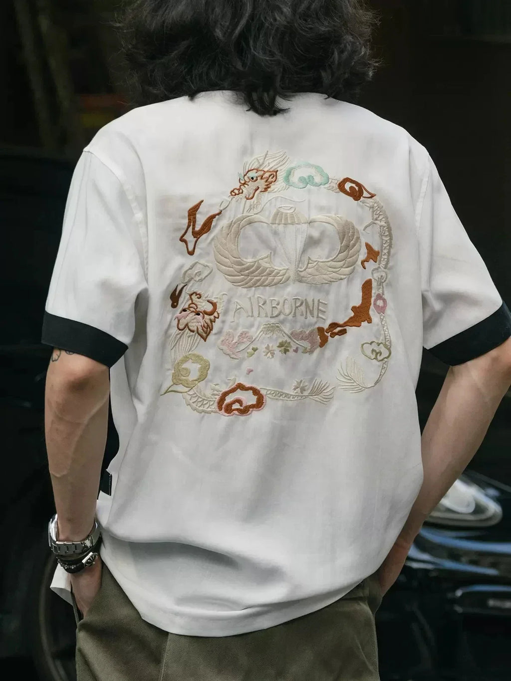 Non Stock Old Fashioned Embroidery Camp Shirt Vintage Lightweight Men's Bowling Shirt