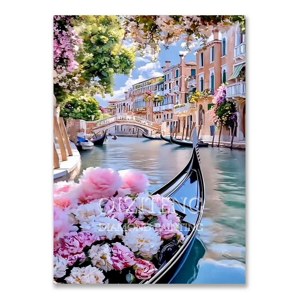 European Architecture 5D DIY Diamond Painting Kit Natural Landscape Full Diamond Mosaic Cross Stitch Kit Room Decoration Gift