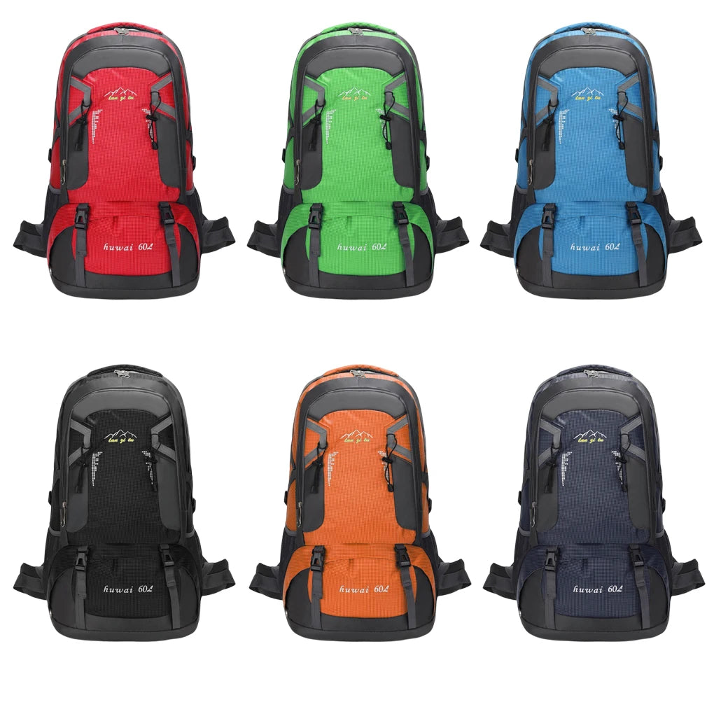60L Backpack Outdoor Large Capacity Waterproof Rucksack Climbing Pack Zippered Portable Lightweight Bag