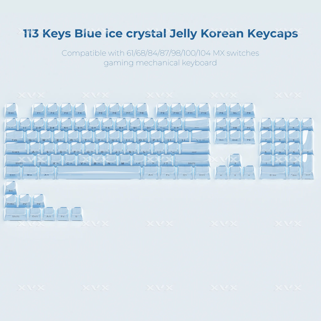 XVX Jelly Crystal Keycaps Side Print Pink/Blue 113keys Double Shote DIY Mechanical Keyboard OEM Profile Translucent Keycaps