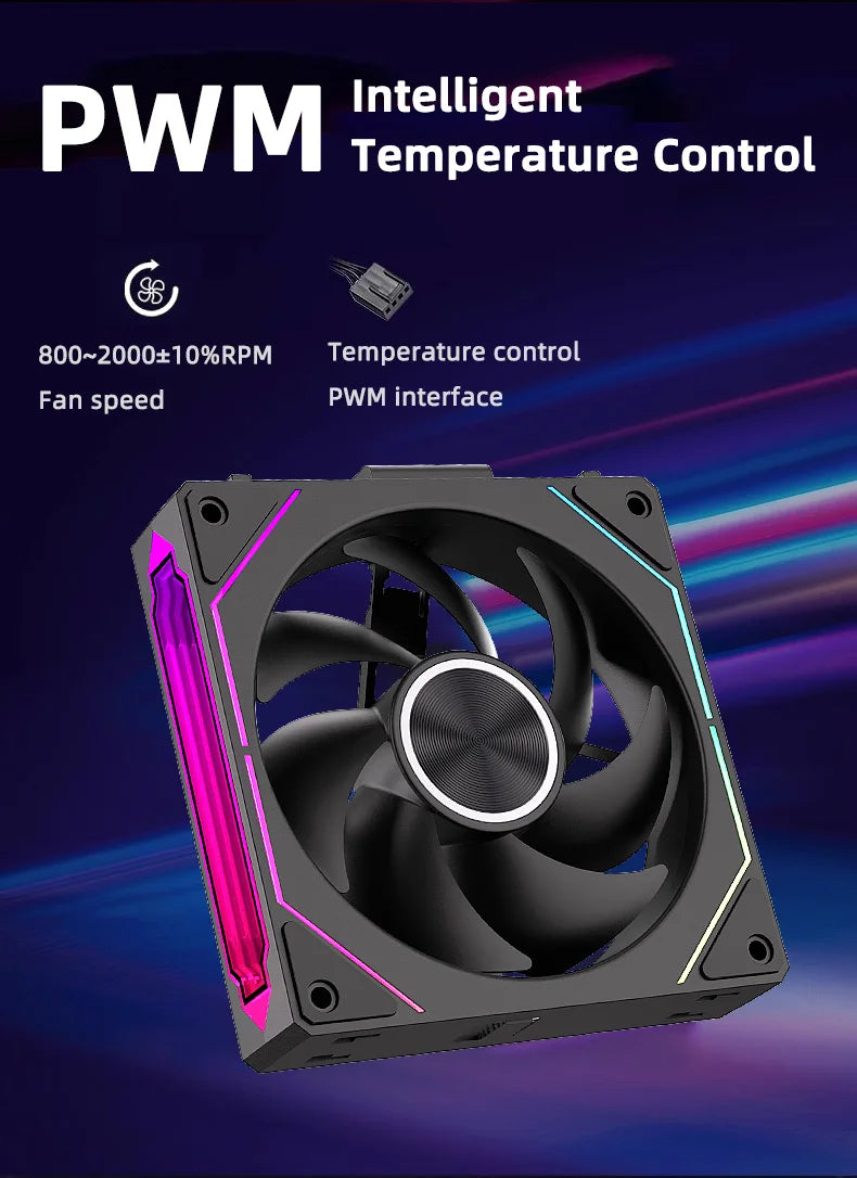 Coolcirc DL-2 Modular Wireless Splicing 120mm PC Case Cooling Fan ARGB Infinite Mirror Lighting Effect for Computer Water Cooler