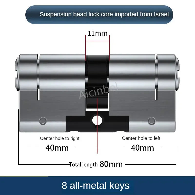 65-130MM High Quality European Standard Lock Cylinder,Super C-Level Anti-Theft Door Lock Cylinder,Household Copper Lock 8 Keys