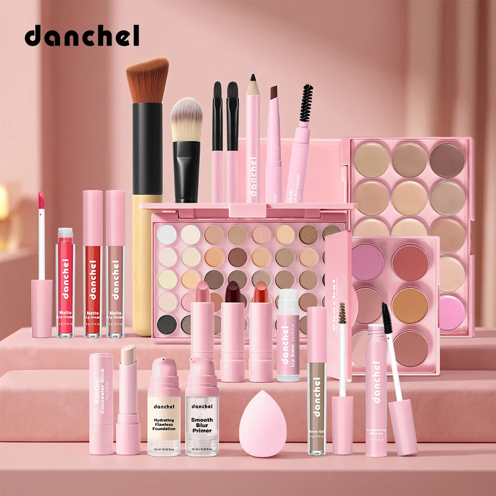 Face Makeup Set Eyeshadow Contour Blush Lipstick Foundation Concealer Eyebrow Eyeliner Mascara Cosmetic Kit With Makeup Brushes