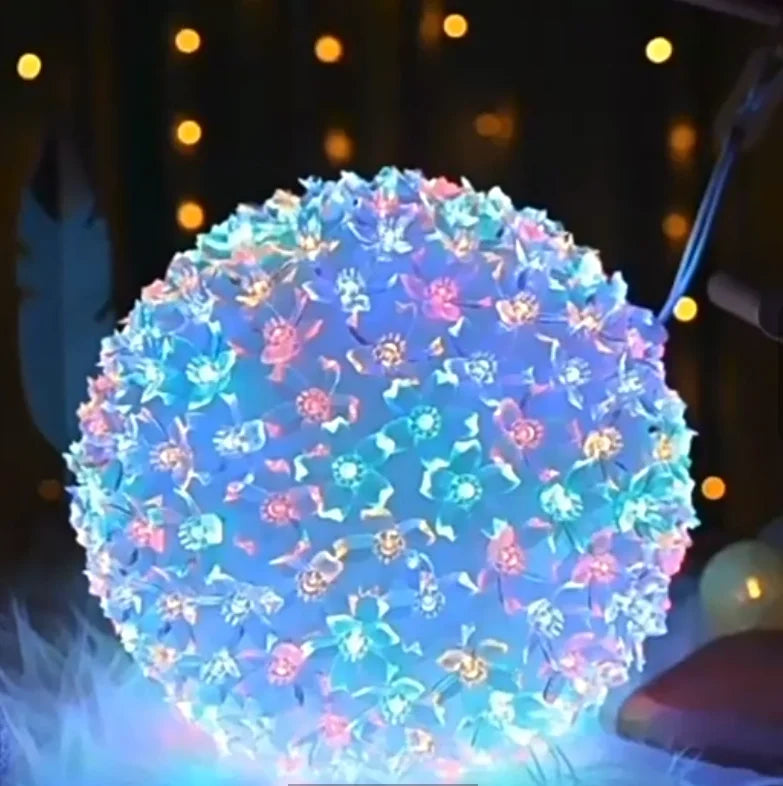 LED Cherry Blossom Sphere Lights for Christmas Tree Holiday Indoor Engineering Light Strands Decoration