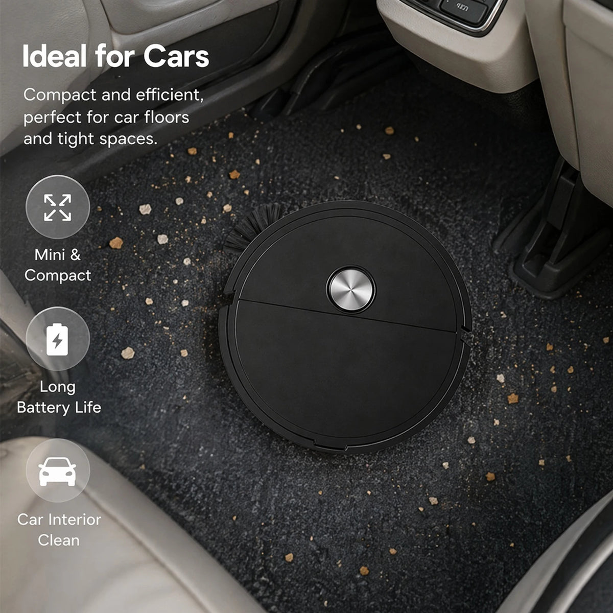 3 In 1 Mini Robots Vacuum Cleaner Automatic Obstacle Avoidance Multi Function Sweeping Cleaners for Pet Hair&Hard Floor&Carpet