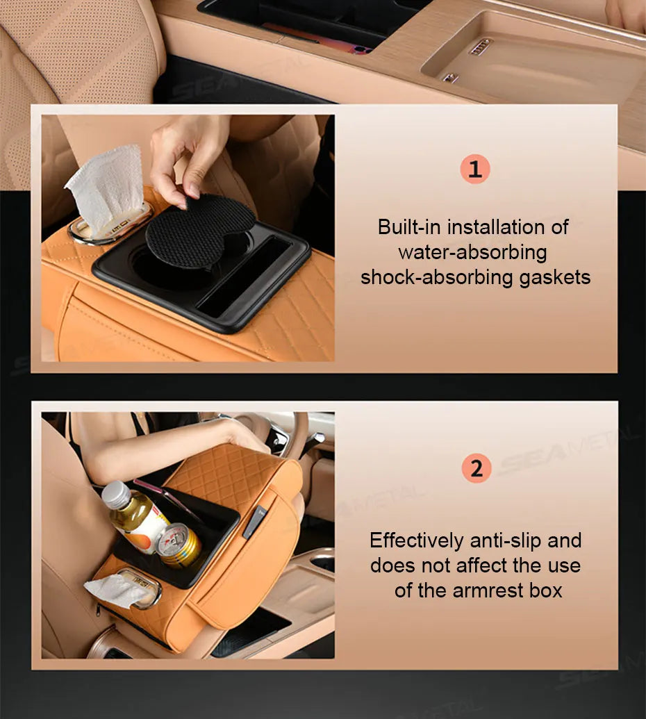 SEAMETAL Car Arm Rest Extension Cushion Multifunctional 7.5CM Thicken Center Console Box Cushion Elbow Support Pad Car Organizer