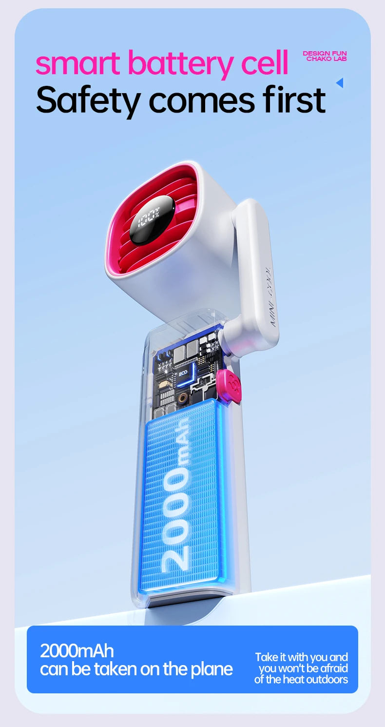 3-in-1 Foldable Rotating Fan (USB-Charged) Powerful airflow at 16,000 RPM, 120° rotation, suitable for various settings
