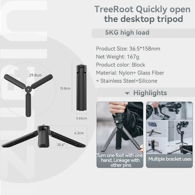 Ulanzi FALCAM TreeRoot Quick Release Desktop Tripod Portable Mini Tripod Handle for DJI Ronin Stabilizer F38 Quick Release Mount