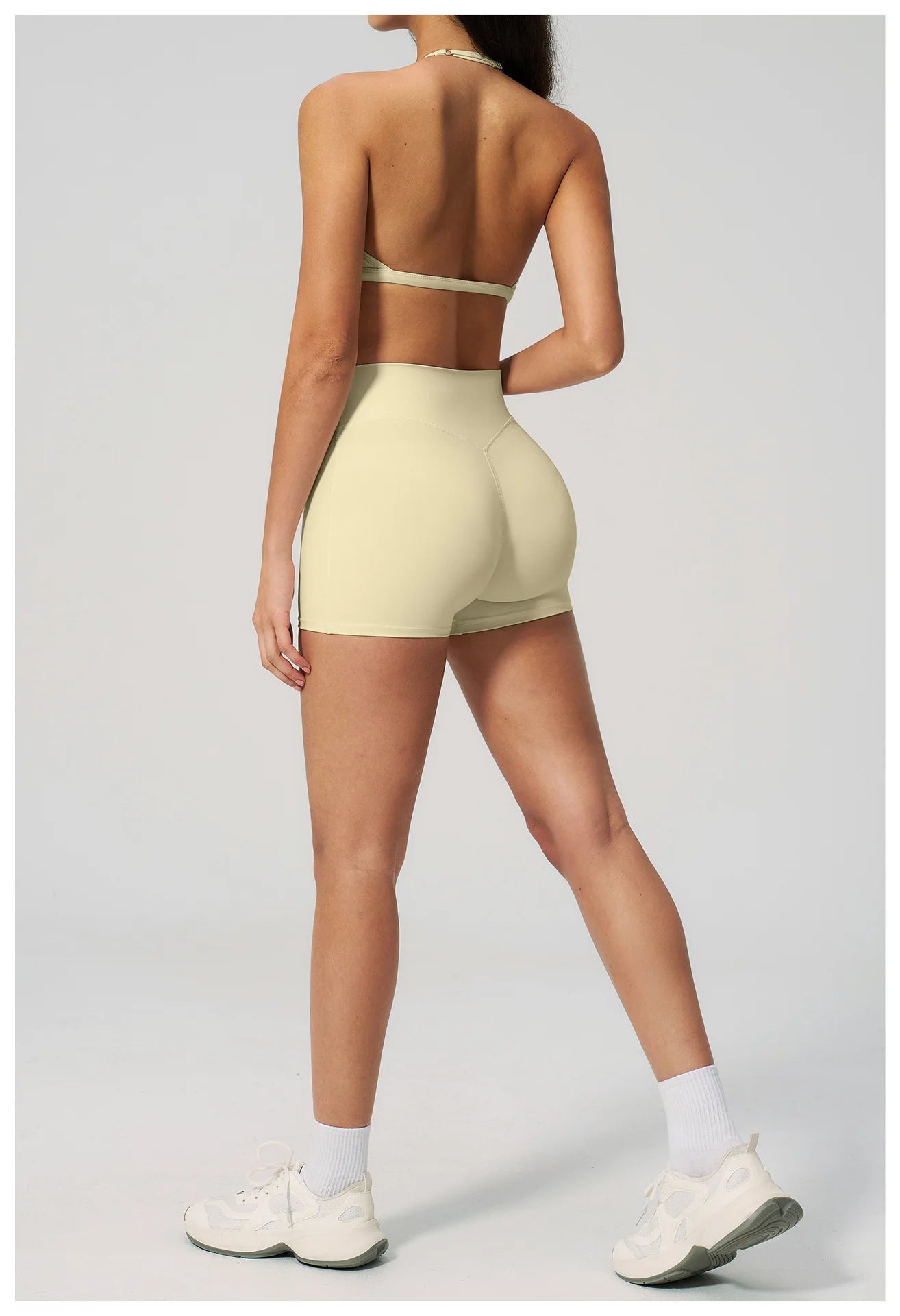 2 Pieces Yoga Set Women Tracksuit Backless Halter Tops High Waist Shorts Gym Suits Fitness Sportswear Workout Sets Athletic Wear