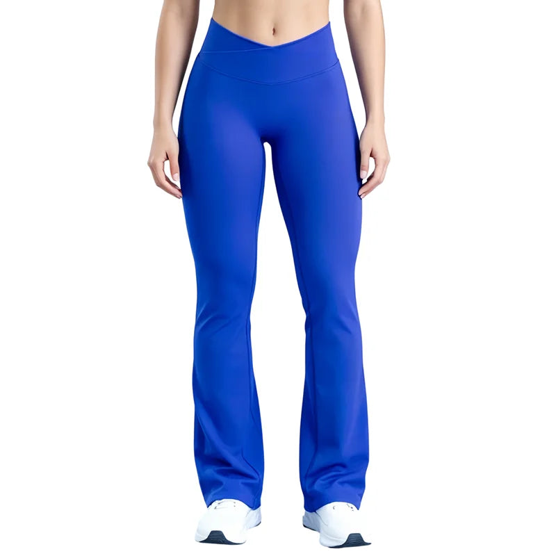 Crossover Waist Flare Leggings Women Seamless Bell Bottom Yoga Pants Butt Lifting Tummy Control Gym Fitness Flared Leggings