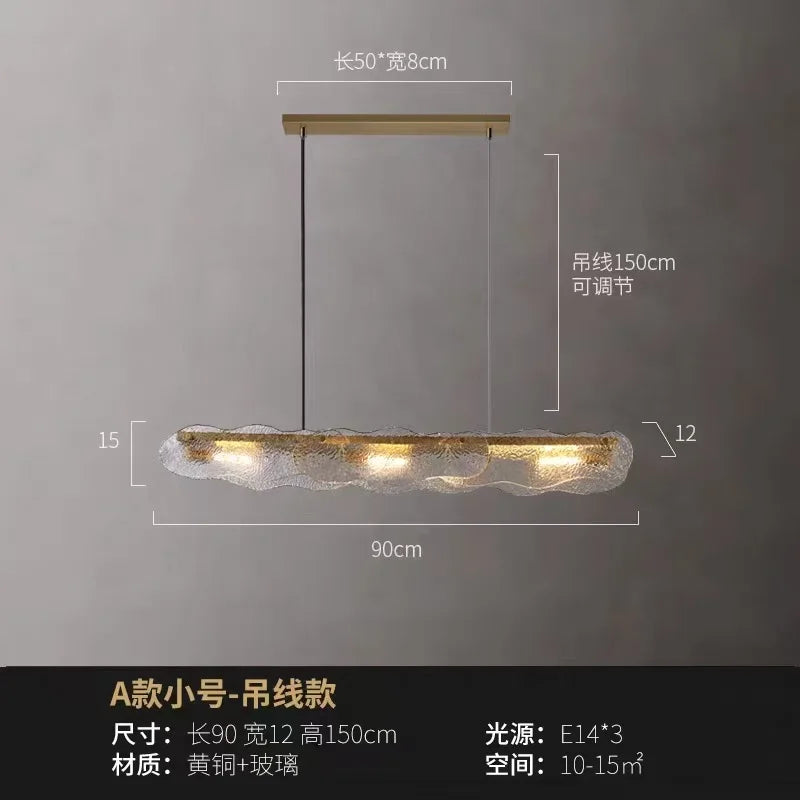 Restaurant modern simple glass crystal bar counter front desk exhibition hall strip decorative lamp