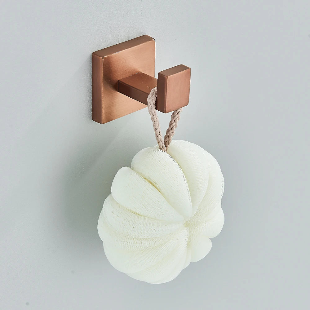 Rose Gold Bathroom Accessories Set Hardware Paper Holder Towel Bar Rack Rail Rod Robe Hook Hanger Wall Mount Brushed Rose Gold