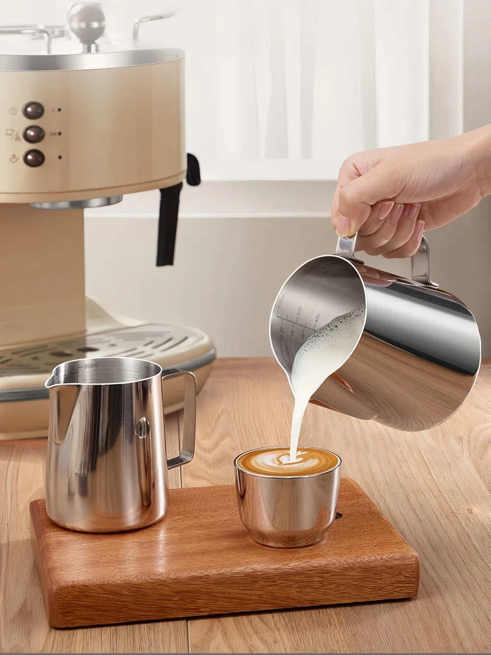 304 Stainless Steel Coffee Milk Frother Jug With Scale Cafe Barista Professional Steam Espresso Coffee Latte Art Kitchen Tools