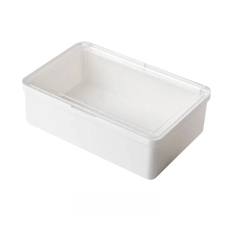 Double-Open Transparent Lid Storage Box - Multi-Purpose Organizer Container for Stationery, Cosmetics & Home Small Item Tidy