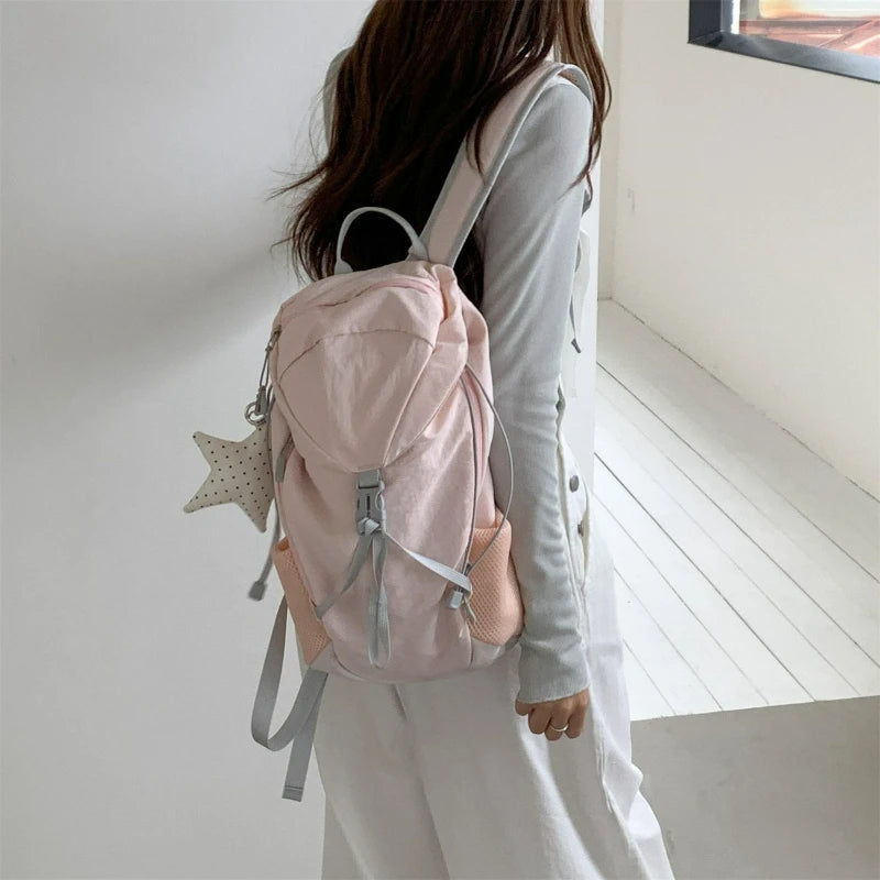 Women Outdoor Sports Backpack With Large Capacity Lightweight Nylon Backpack Suitable Casual Versatile Camping Travel Bag Unisex